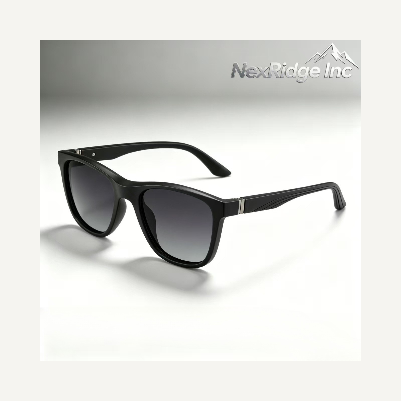 Onyx black square sunglasses with gradient-look lenses